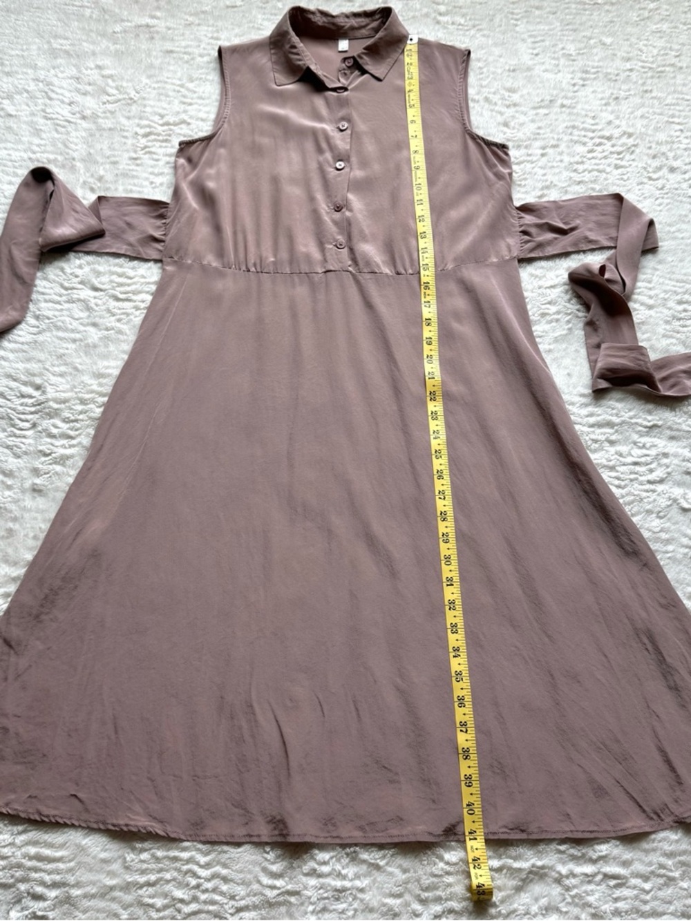 Lilysilk Mulberry Silk Shirtwaist Dress S Collar Belt Minimalist Capsule Mauve - Picture 14 of 14
